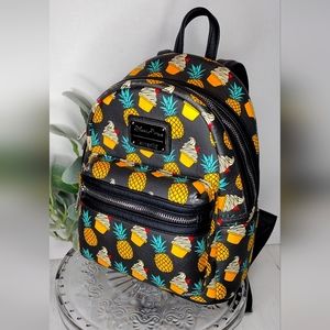 Disney Parks Loungefly Dole Whip Backpack Purse Bag Black ice cream pineapple